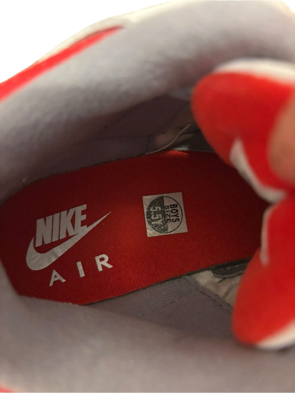 Jordan White/Red/Gray Retro Basketball Sneakers - Picture 4 of 5